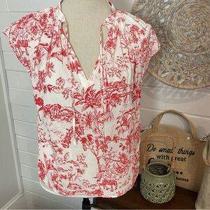 H&M Red Floral Print Breathable XS Women’s Blouse